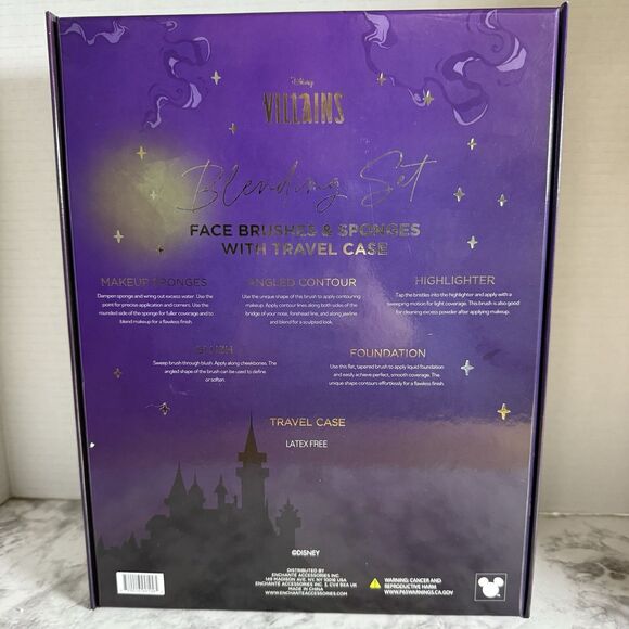 Disney VILLAINS Blending Face Brushes & Sponges Set Travel Case Collectors Box - Picture 7 of 8